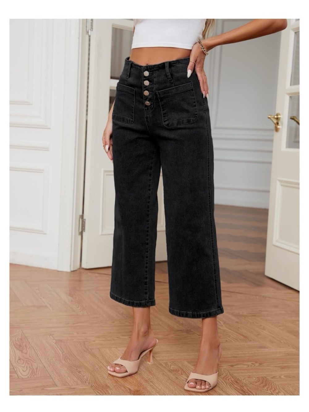 High Waist Wide Leg Ankle Cropped Jeans | Size 12 | EUC - Picture 4 of 7